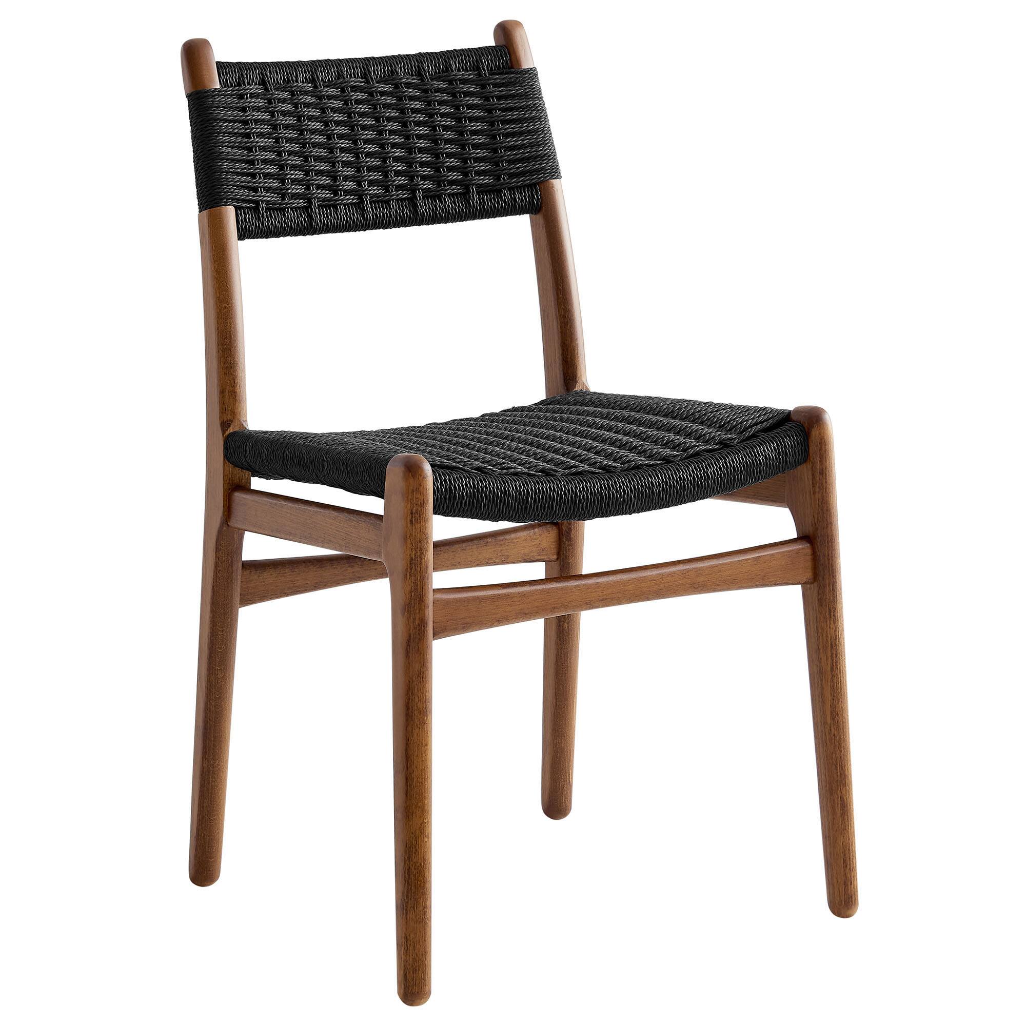 Angle. Modway - Wynn Rope and Wood Dining Side Chair by Modway - Walnut Black.