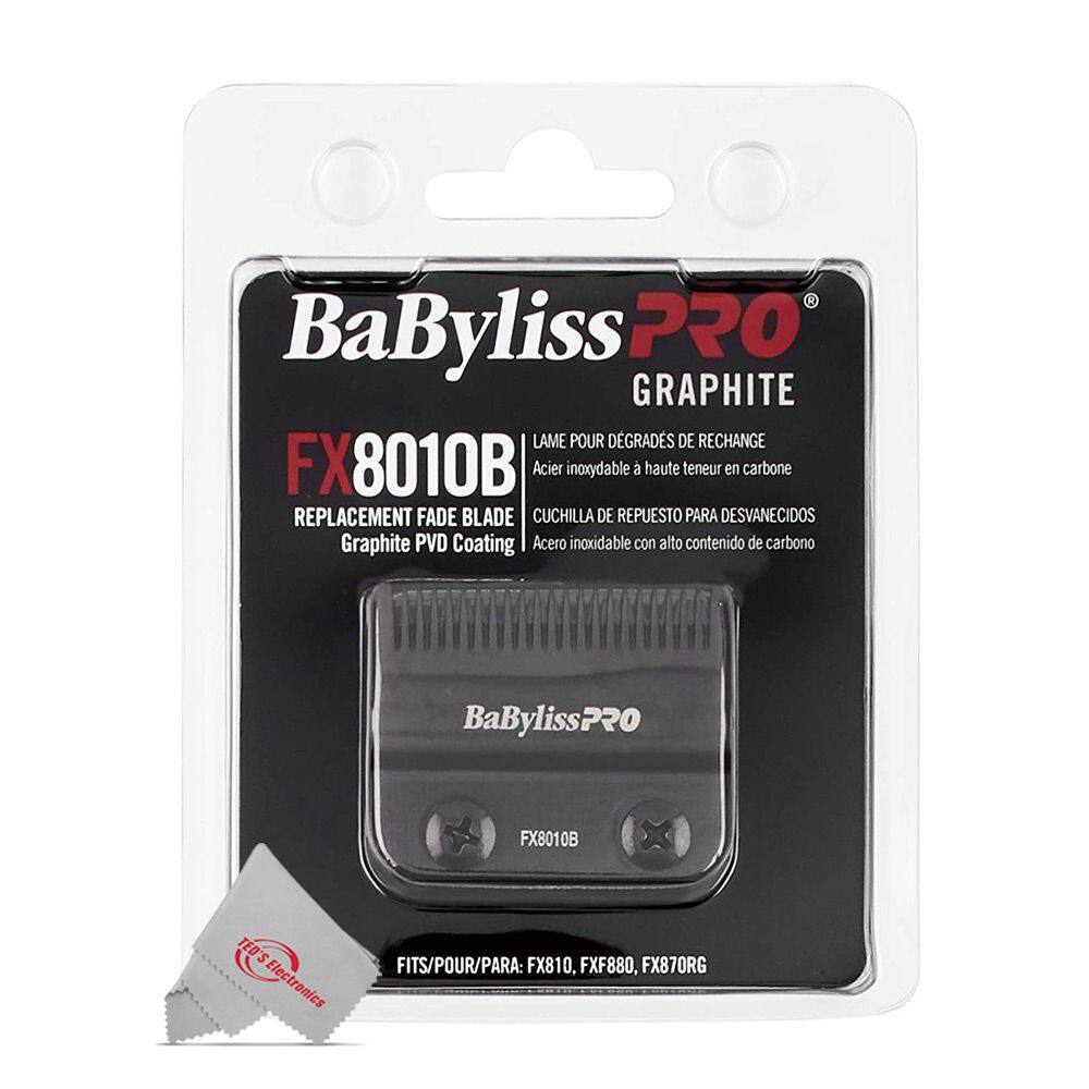 BaByliss PRO GRAPHITE LAME POUR DÉGRADÉS DE RECHANGE FX8010B  
Acier inoxydable à haute teneur en carbone  
REPLACEMENT FADE BLADE  
CUCHILLA DE REPUESTO PARA DESVANECIDOS  
Graphite PVD Coating  
Acero inoxidable con alto contenido de carbono  
BaBylissPRO FX8010B  
FITS/POUR/PARA: FX810, FXF880, FX870RG