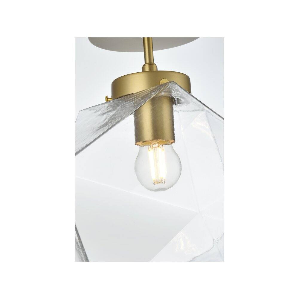 Alt View 3. Living District - Lawrence 10 Inch Flush Mount Ceiling Light Clear Shade in Satin Gold - Satin Gold And Clear.