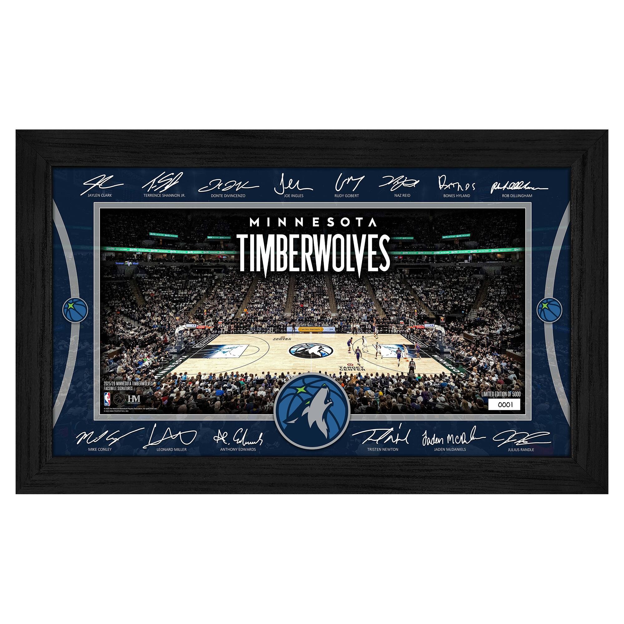 MINNESOTA TIMBERWOLVES

LIMITED EDITION OF 500
0001

KYLE CARR
TERRENCE SHAMMOND JR.
DONTE DURANT
JAC RIGGS

RICK GRIFFIN
HALL RED
KIMBERLY HENDRICKSON
KIC DELGADO

KEVIN COLLEY
LEONARD MILLER
ANTHONY FLOWERS

TAYLOR WILSON
JADEN MCALYSTER
KELLY RANDLE