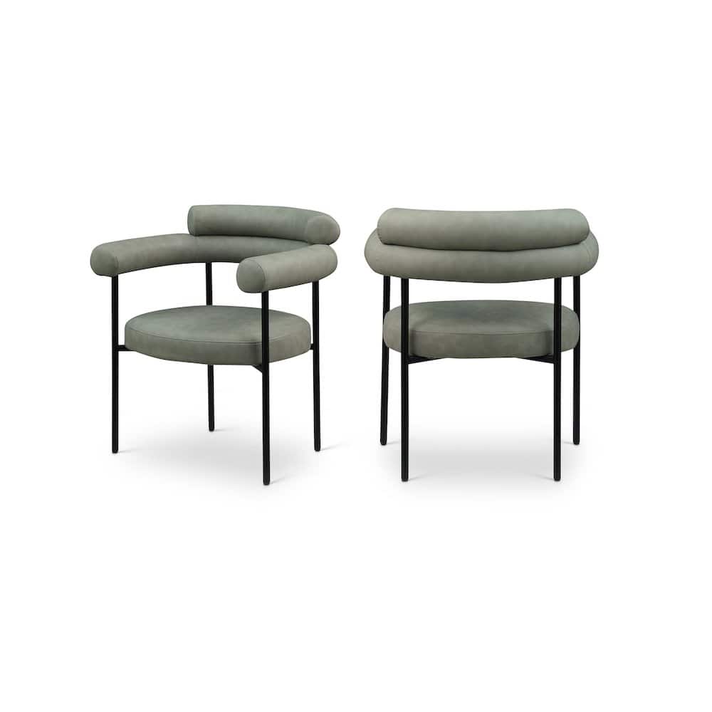Photos - Chair Meridian Furniture - Blake Vegan Leather Dining , Set of 2 - Green 847Green-C 