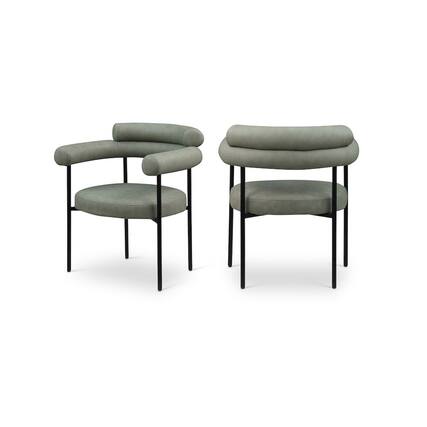 Front. Meridian Furniture - Blake Green Vegan Leather Dining Chair, Set of 2 - Green.