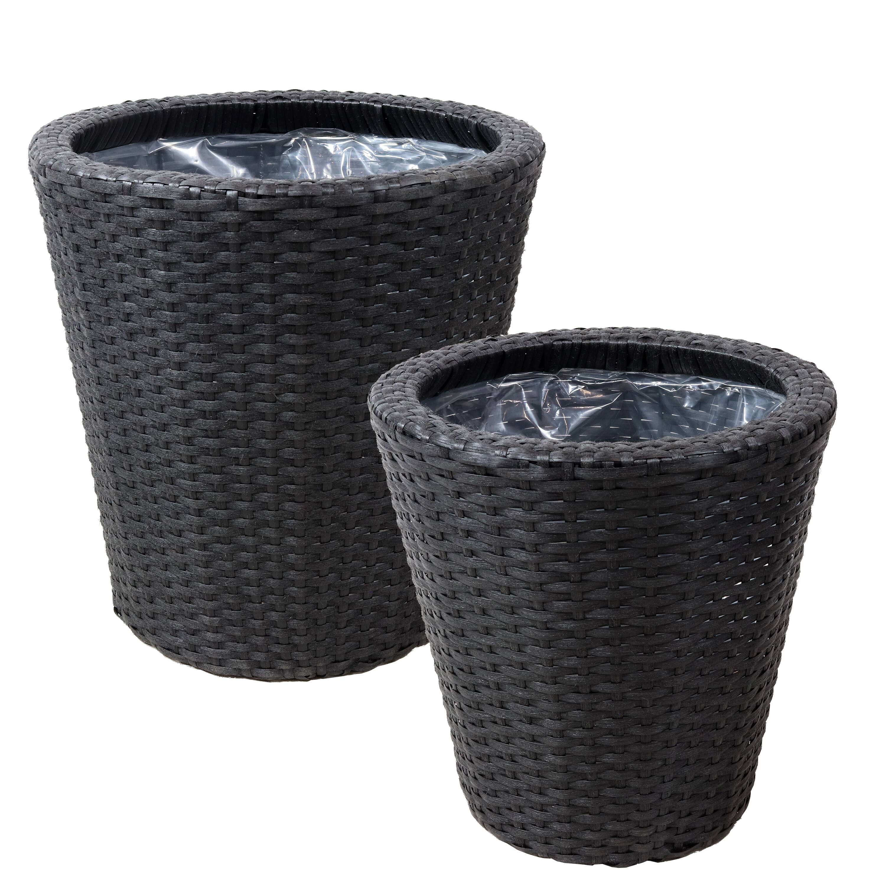 Sunnydaze - Polyrattan Indoor Round Planter - 14.5 in, 11.75 in - Black price history on PriceWatchPro