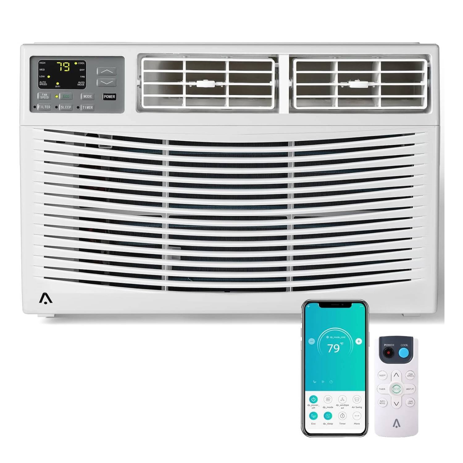 Acekool - 12000 BTUs Window Air Conditioner Cools Up to 450 Sq. Ft. with Wi-Fi Enabled - White