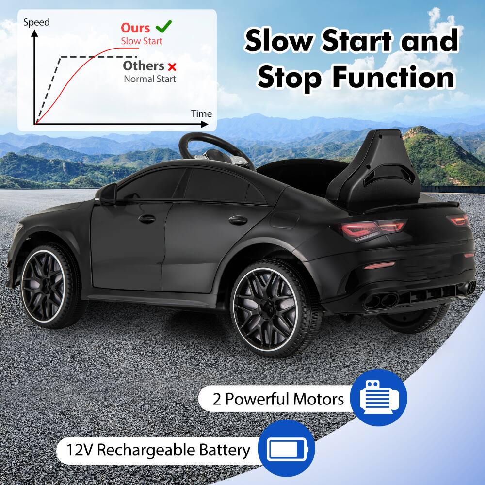 - Speed
- Ours ✅ Slow Start
- Others ❌ Normal Start
- Time

Slow Start and Stop Function

2 Powerful Motors

12V Rechargeable Battery