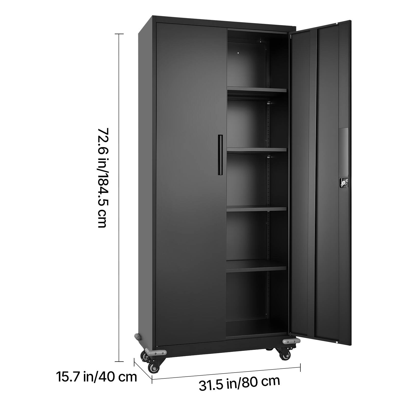 72.6 in/184.5 cm  
15.7 in/40 cm  
31.5 in/80 cm