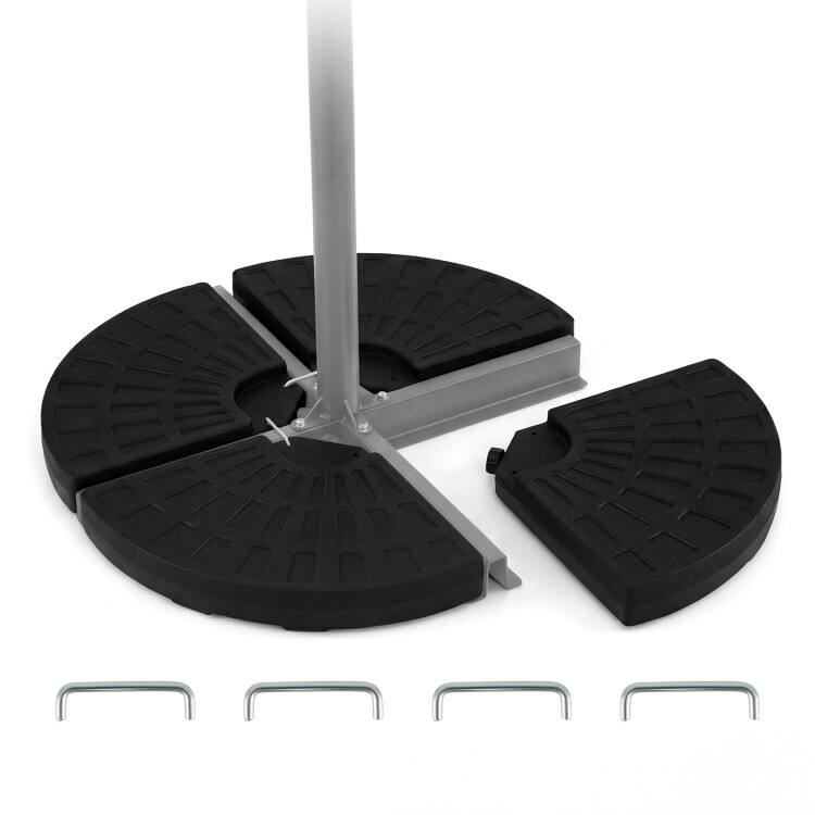 Back. Mondawe - 4 Piece Patio Umbrella Base 140 lbs Fillable with U Locking Pins for Offset Umbrella - Black.