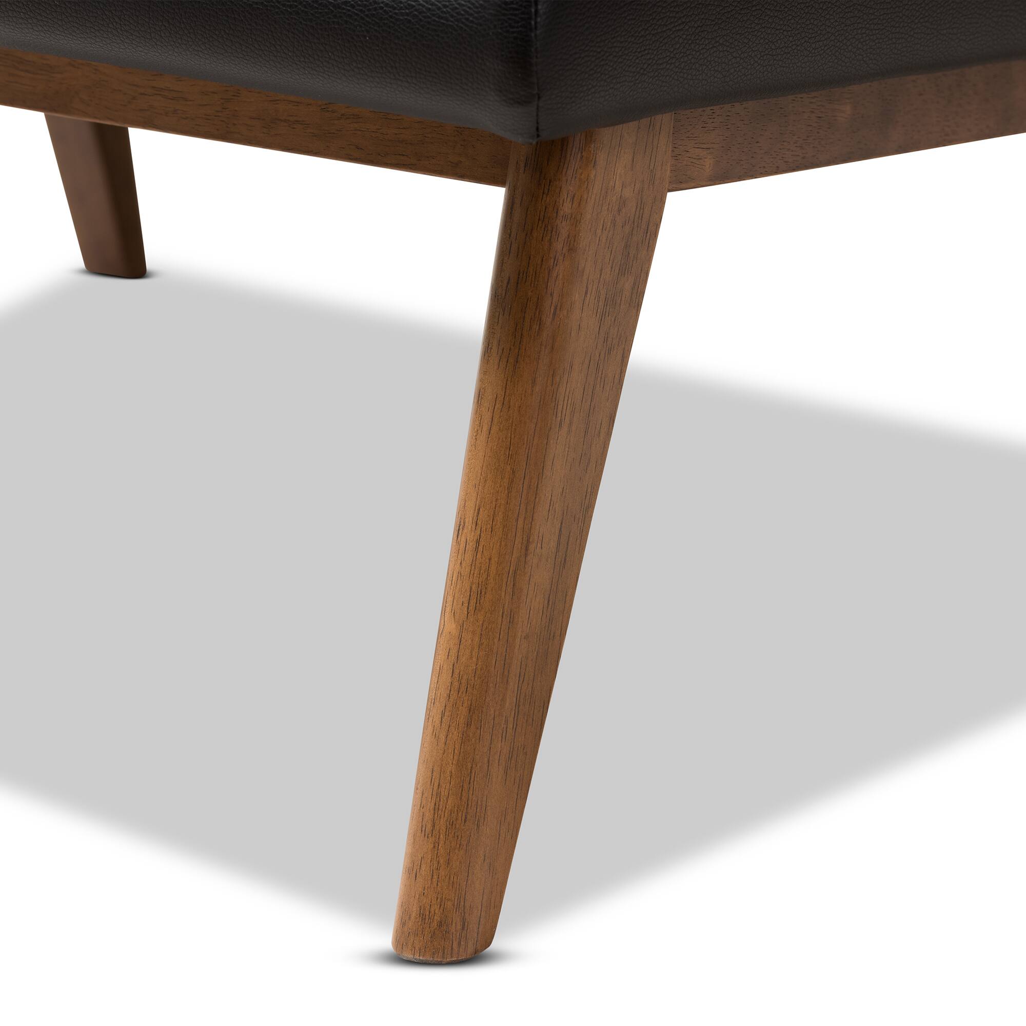 Alt View 2. Baxton Studio - Annetha Mid-Century Modern Faux Leather Upholstered Walnut Finished Wood Lounge Chair - Black.