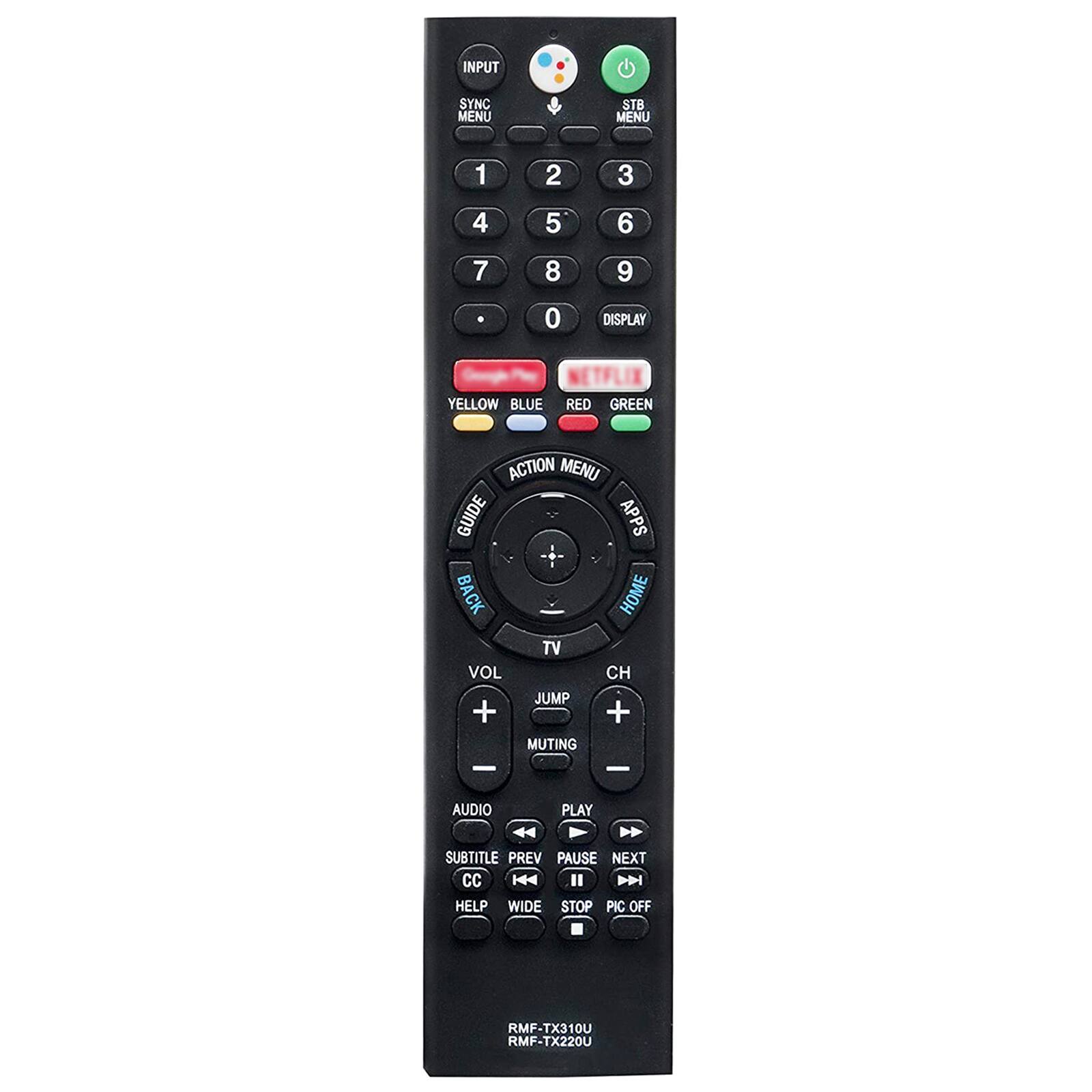 INPUT SYNC MENU STB MENU 1 2 3 4 5 6 7 8 9 0 DISPLAY YELLOW BLUE RED GREEN ACTION MENU GUIDE APPS BACK HOME TV VOL CH JUMP + + MUTING - AUDIO PLAY H SUBTITLE PREV PAUSE NEXT CC H4 I P HELP WIDE STOP PIC OFF RMF-TX310U RMF-TX220U