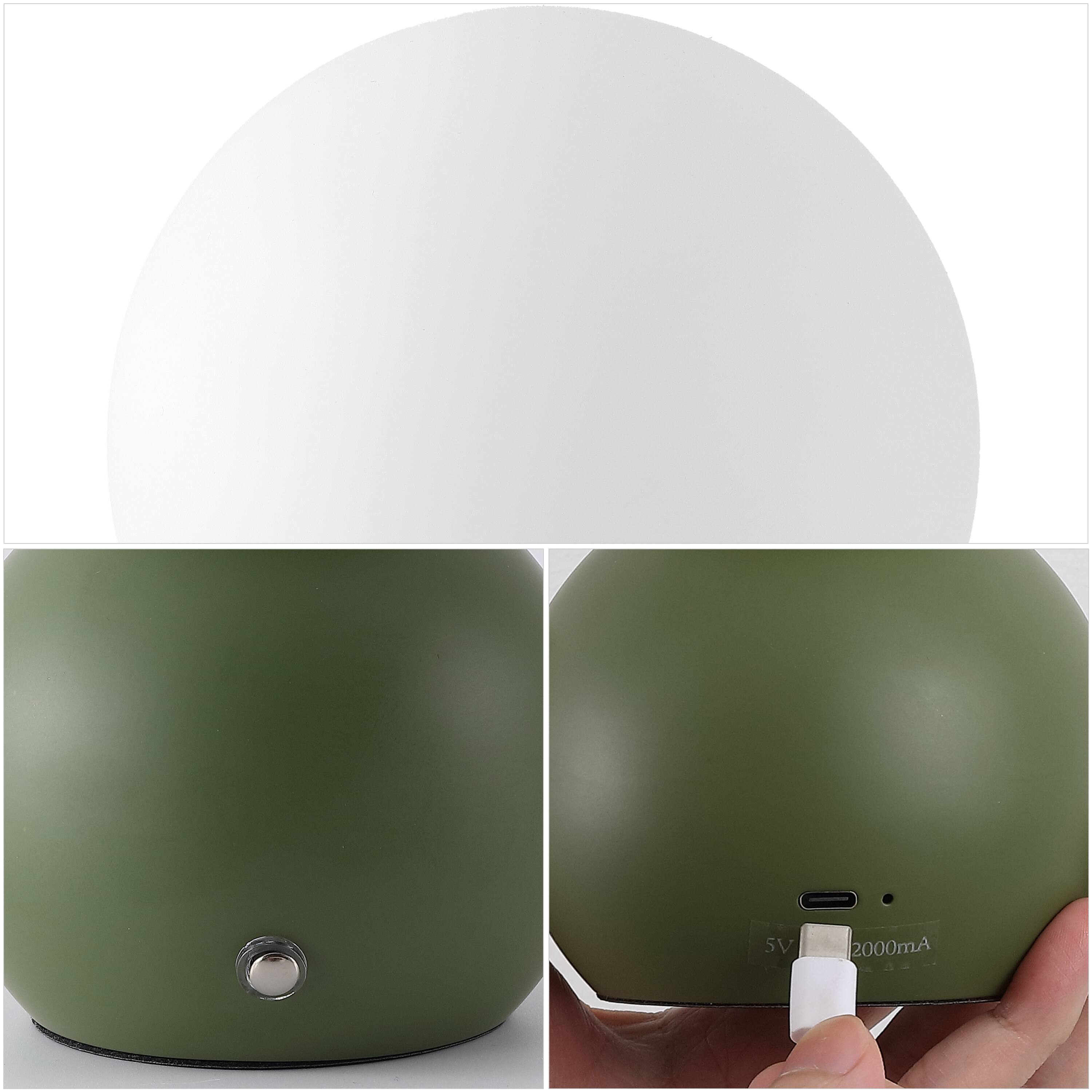 Alt View 4. Jonathan Y - Fatima 9.5" Modern Metal Rechargeable Table Lamp Set of 2, Green with White Glass Globe Shade and Touch Sensor - Green.
