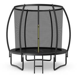 Gymax - 12FT Recreational Trampoline w/ Ladder Enclosure Net Safety Pad Outdoor - Black