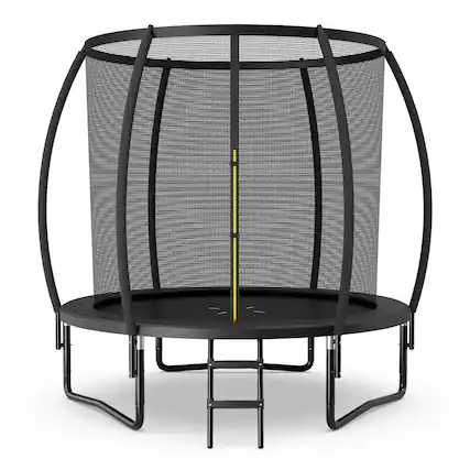Front. Gymax - Gymax 12FT Recreational Trampoline w/ Ladder Enclosure Net Safety Pad Outdoor Black - Black.
