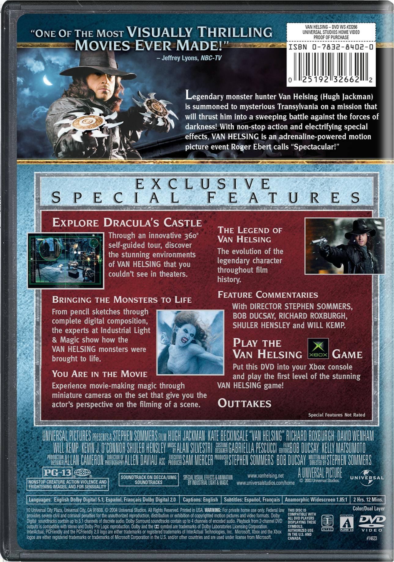 Back. Van Helsing (DVD Widescreen) [DVD].