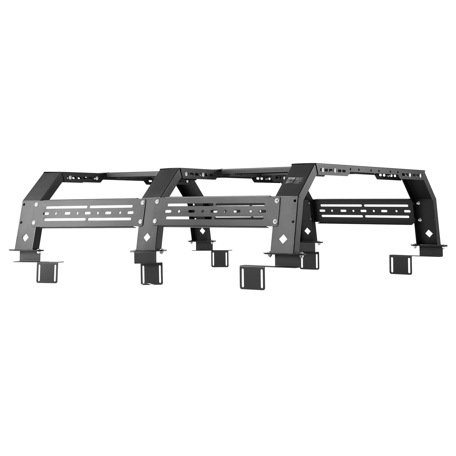 Alt View 5. VEVOR - Overland Truck Bed Rack, 51.2-65.4 in Width, Adjustable Overland Bed Cargo Rack with Sidebar - Black.