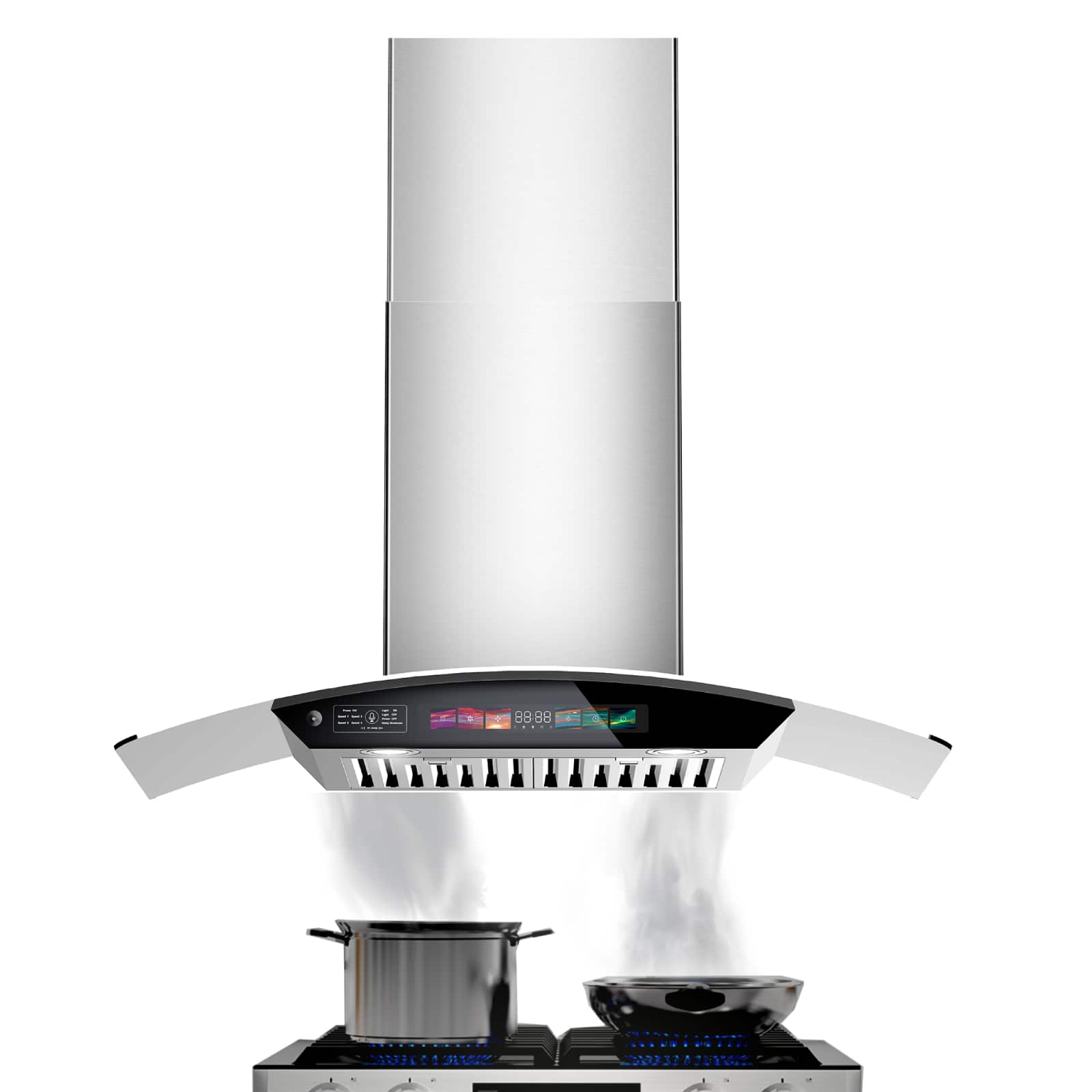 Front. Brano - 30 inch Wall Mount Range Hood in Stainless Steel 900 CFM, Voice/Gesture/Touch Control, Ducted - sliver.