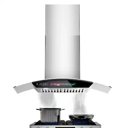 Front. Brano - 30 inch Wall Mount Range Hood in Stainless Steel 900 CFM, Voice/Gesture/Touch Control, Ducted - sliver.