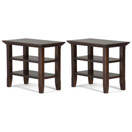 Simpli Home - Acadian 14 inch Solid Wood Transitional Narrow Side Table (Set of 2) - Brunette Brown