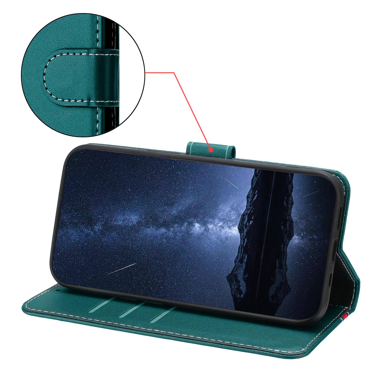 Alt View 2. Dteck - Slim Card Holder Case for Google Pixel 10 Pro XL,PU Leather Magnetic Closure Shockproof TPU Inner Flip Wallet Cover - Green.