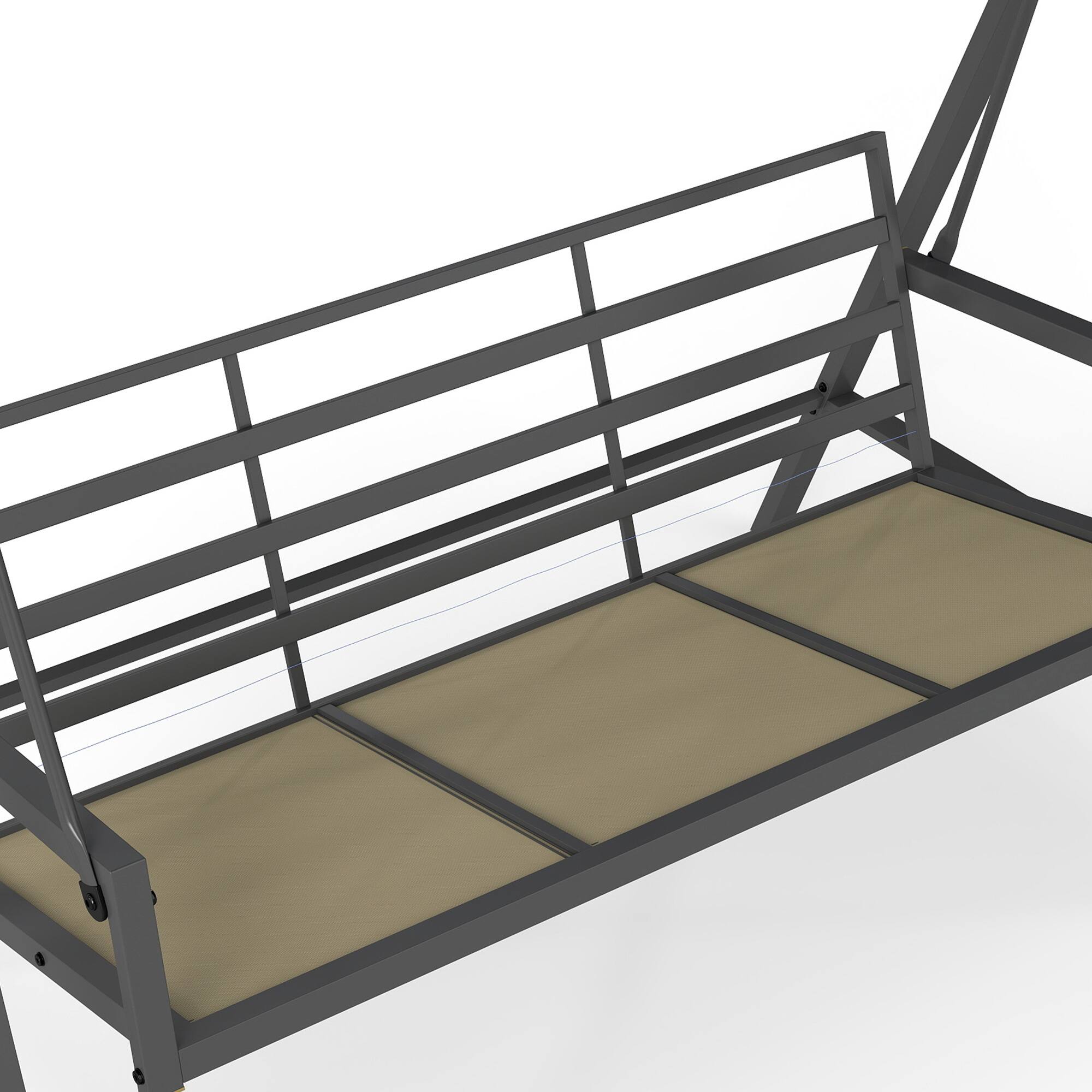 Alt View 4. Outsunny - Outsunny 3-Seat Outdoor Porch Swing with Stand Heavy Duty Patio Swing Chair with Adjustable Canopy - Blue.