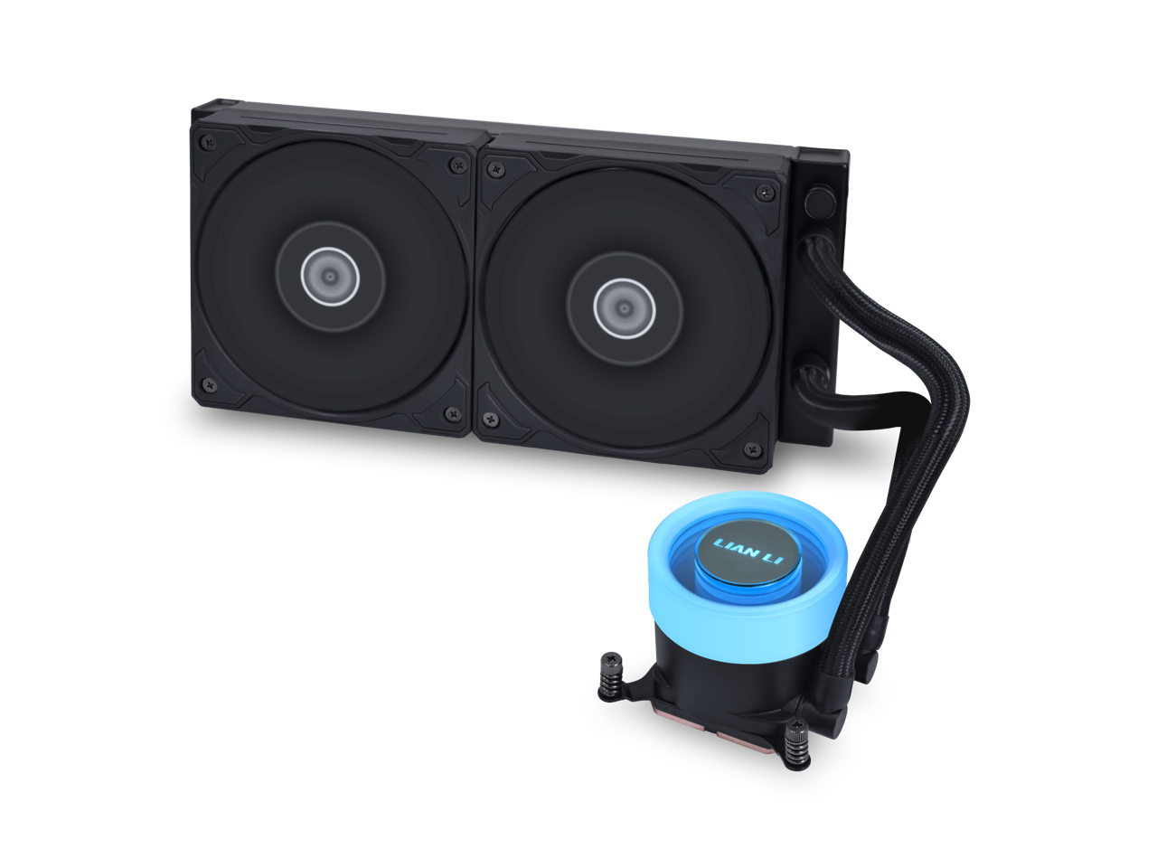 Alt View 4. Lian Li - Lian Li Galahad II Lite 240mm Liquid Cooler with PBT Fans, ARGB Pump, Switchable Lid & Side Light Strips (GA2L24PB) - ARGB.