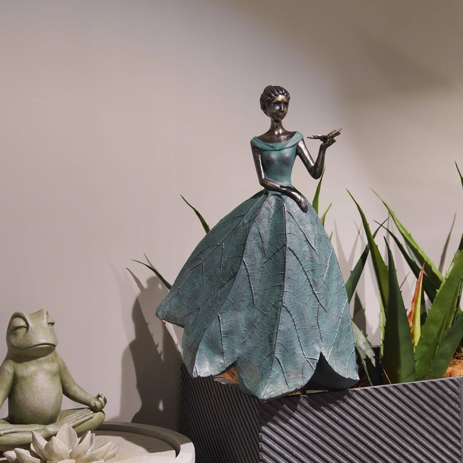 Alt View 3. Alchemy Casas - Fairy Statue Collection Home Decoration - Leaf Angel With Dragonfly Decor For Outside Or Inside Rustic Garden.