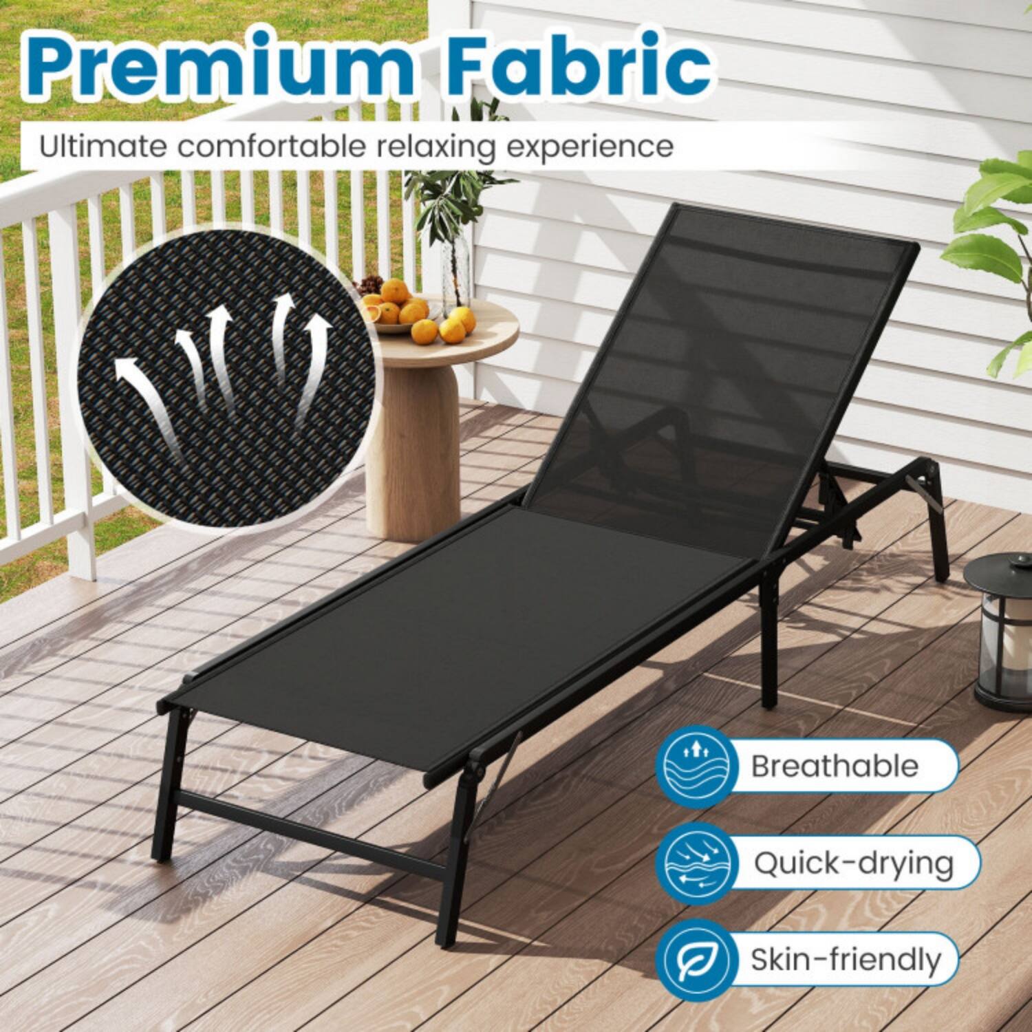 Premium Fabric  
Ultimate comfortable relaxing experience  

Breathable  
Quick-drying  
Skin-friendly