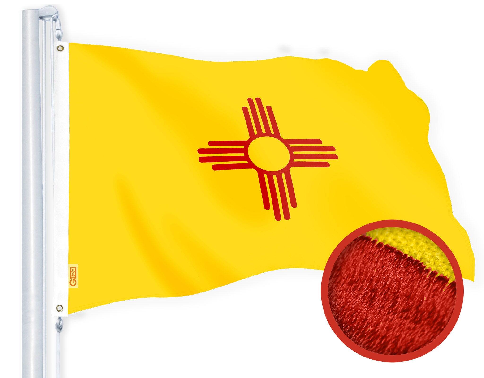 G128 - New Mexico State Flag 2x3 ft StormFlyer Embroidered 220GSM Spun Polyester - Assorted Colors
