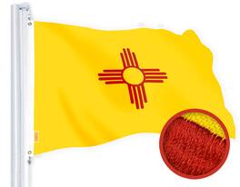 G128 - New Mexico State Flag — 4x6 ft Embroidered 220 GSM Spun Polyester, Heavy-Duty with Brass Grommets - Assorted Colors