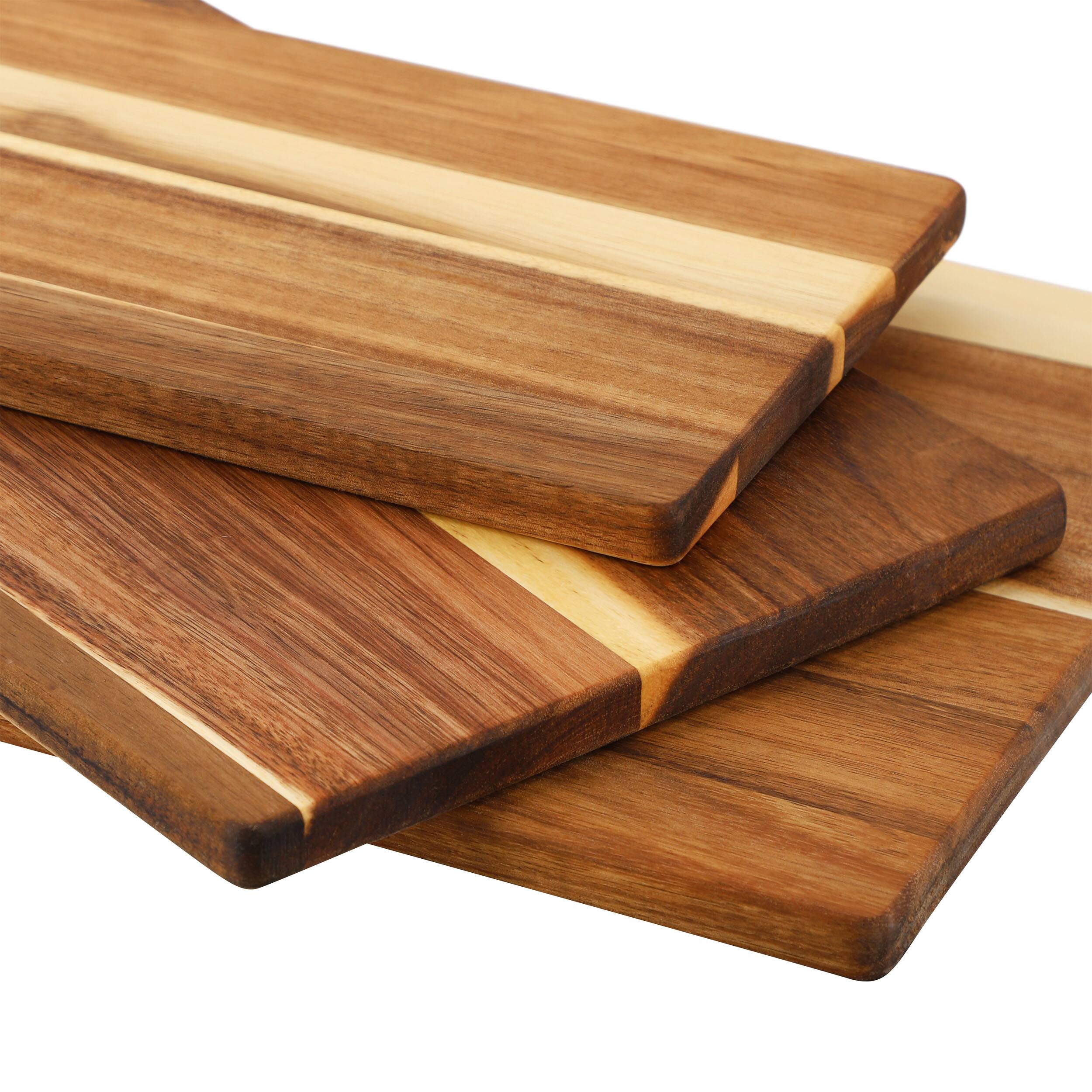Alt View 3. MegaChef - MegaChef 3 Piece Acacia Wood Charcuterie Cheese Board Set with Handles - Brown.