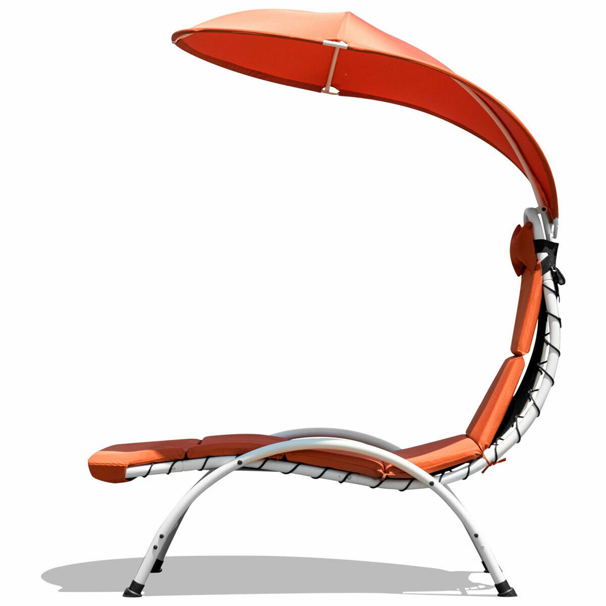 Alt View 4. Gymax - Gymax Patio Lounge Chair Chaise Outdoor w/ Steel Frame Cushion Canopy Orange - Orange.