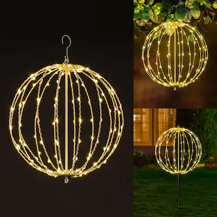 Front. RTMB - 3-Piece 33" Lighted Christmas Ball Decoration Set, Pre-Lit 2D Standing Holiday Display for Indoor and Outdoor Use - Warm White.