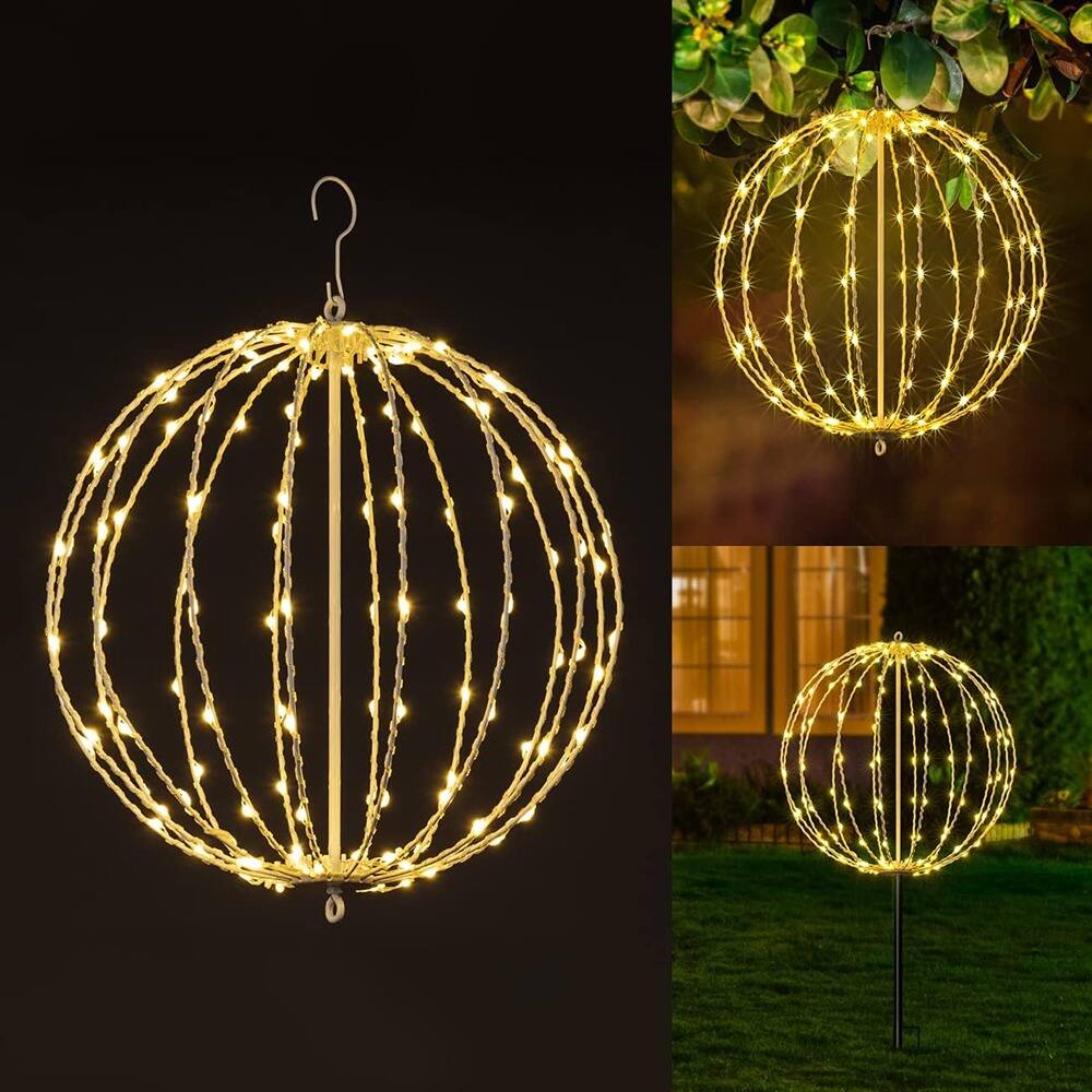 Front. RTMB - 3-Piece 33" Lighted Christmas Ball Decoration Set, Pre-Lit 2D Standing Holiday Display for Indoor and Outdoor Use - ‎Warm White.