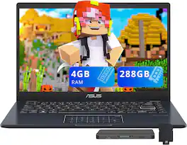 ASUS - Vivobook Go 14" FHD Laptop,Intel Celeron N4500,4GB RAM,128GB eMMC+160GB Dock Set,Intel UHD Graphics,Win 11 S - Black