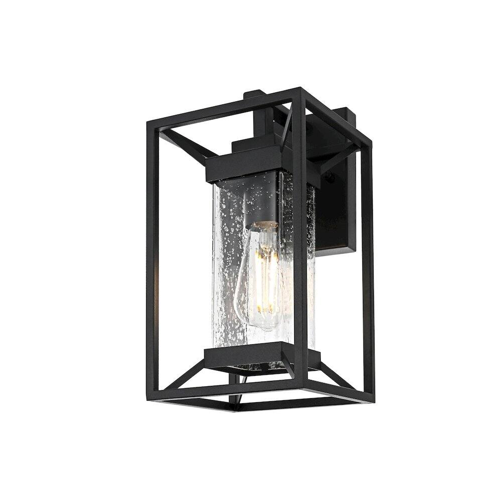 Left. Elegant Lighting - Willington 7 inch Outdoor Pendant in Black - Black.