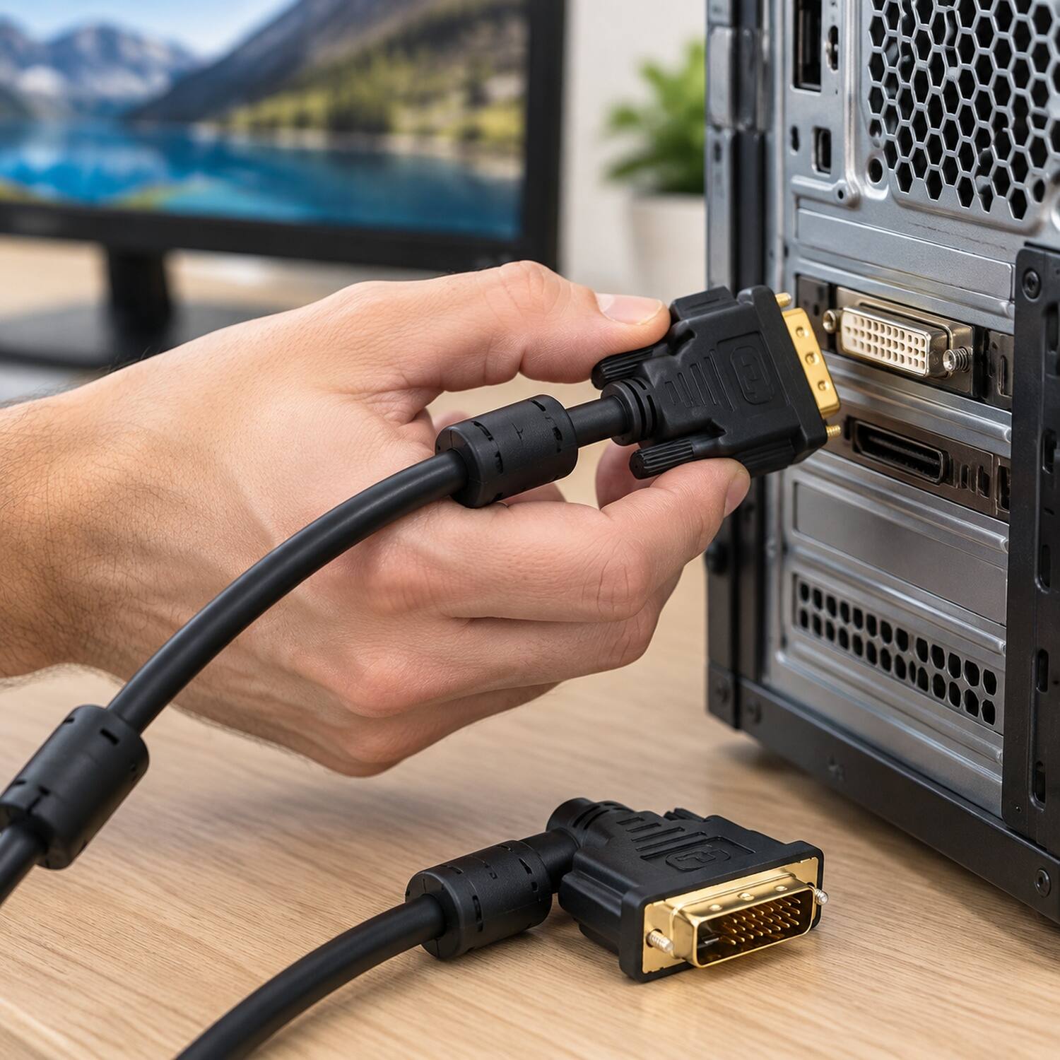 Back. Sanoxy - 1m DVI-D Male to Male Dual Link Digital Video Cable - Black.