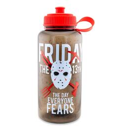 Silver Buffalo - Friday The 13th "The Day Everyone Fears" Water Bottle | Holds 34 Ounces - Red