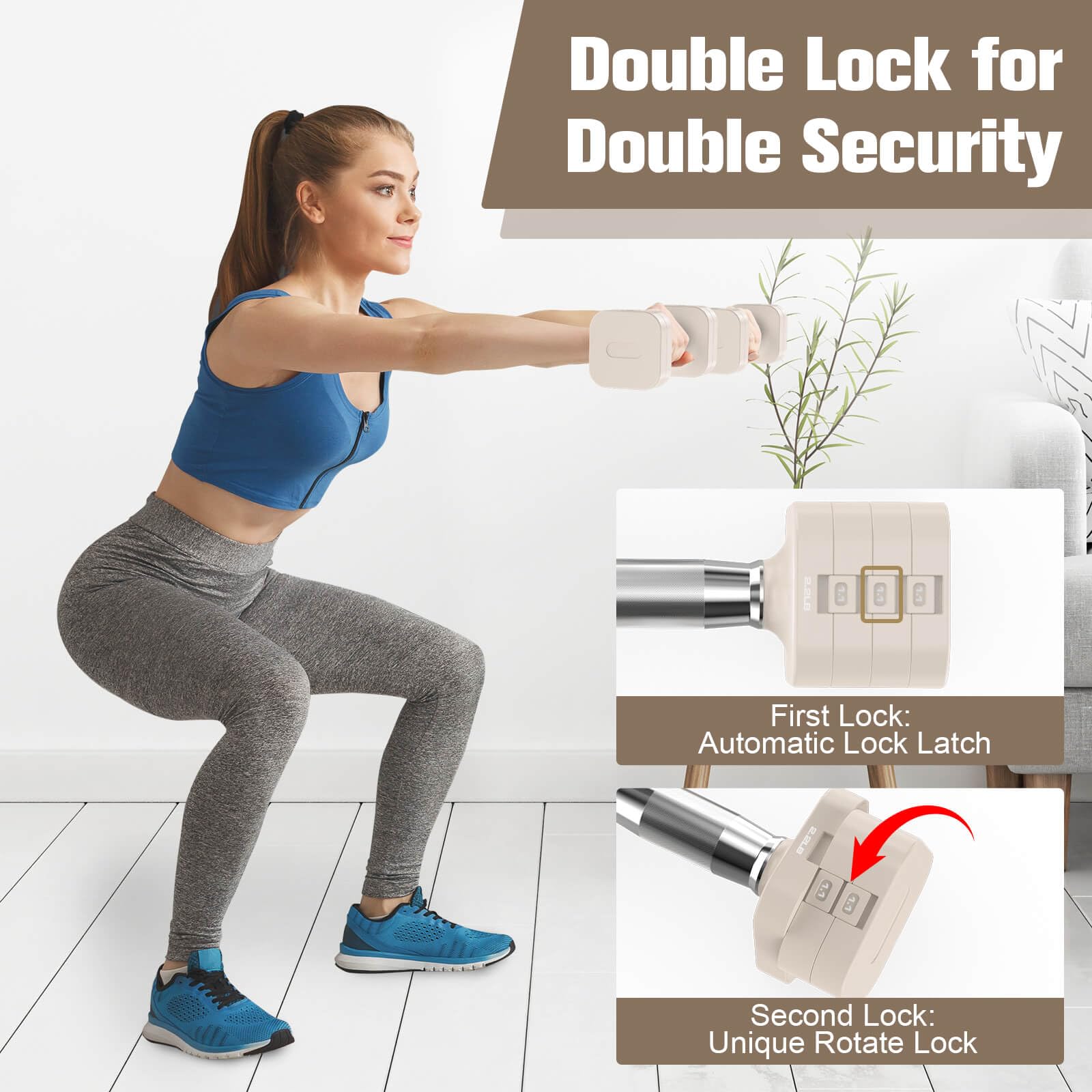 Double Lock for Double Security

First Lock: Automatic Lock Latch

Second Lock: Unique Rotate Lock