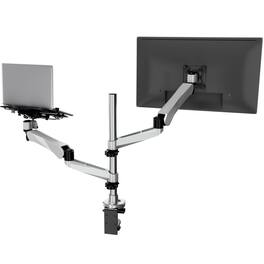 Mount-It! - CLiX Series Full Motion Single Monitor + Laptop Mount with Cooling Fan for 13"–32" Monitors - Silver