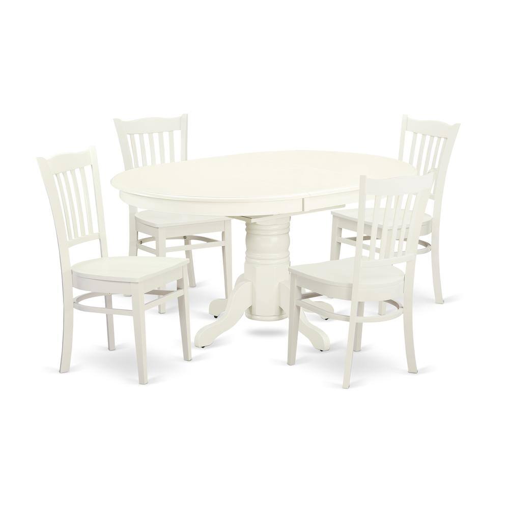 Back. East West Furniture - Dining Room Set Linen White - Brown.