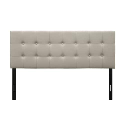 SlickBlue - Button-Tufted Upholstered Headboard in Light Grey Beige Taupe Fabric - Light Gray