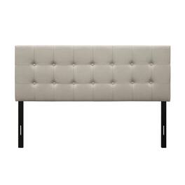 SlickBlue - Button-Tufted Upholstered Headboard in Light Grey Beige Taupe Fabric - Light Gray