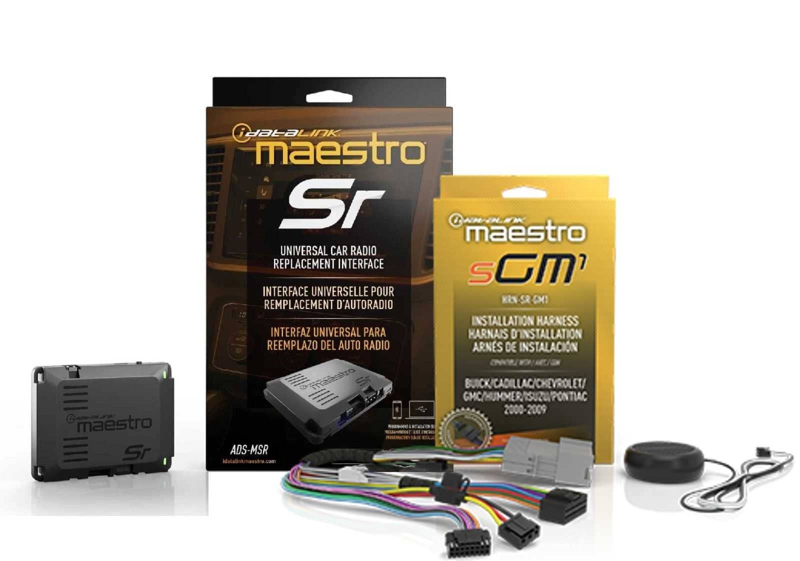 Maestro - SR Interface Module with SGM1 Install Harness for select 00 GMC Chevy - Black