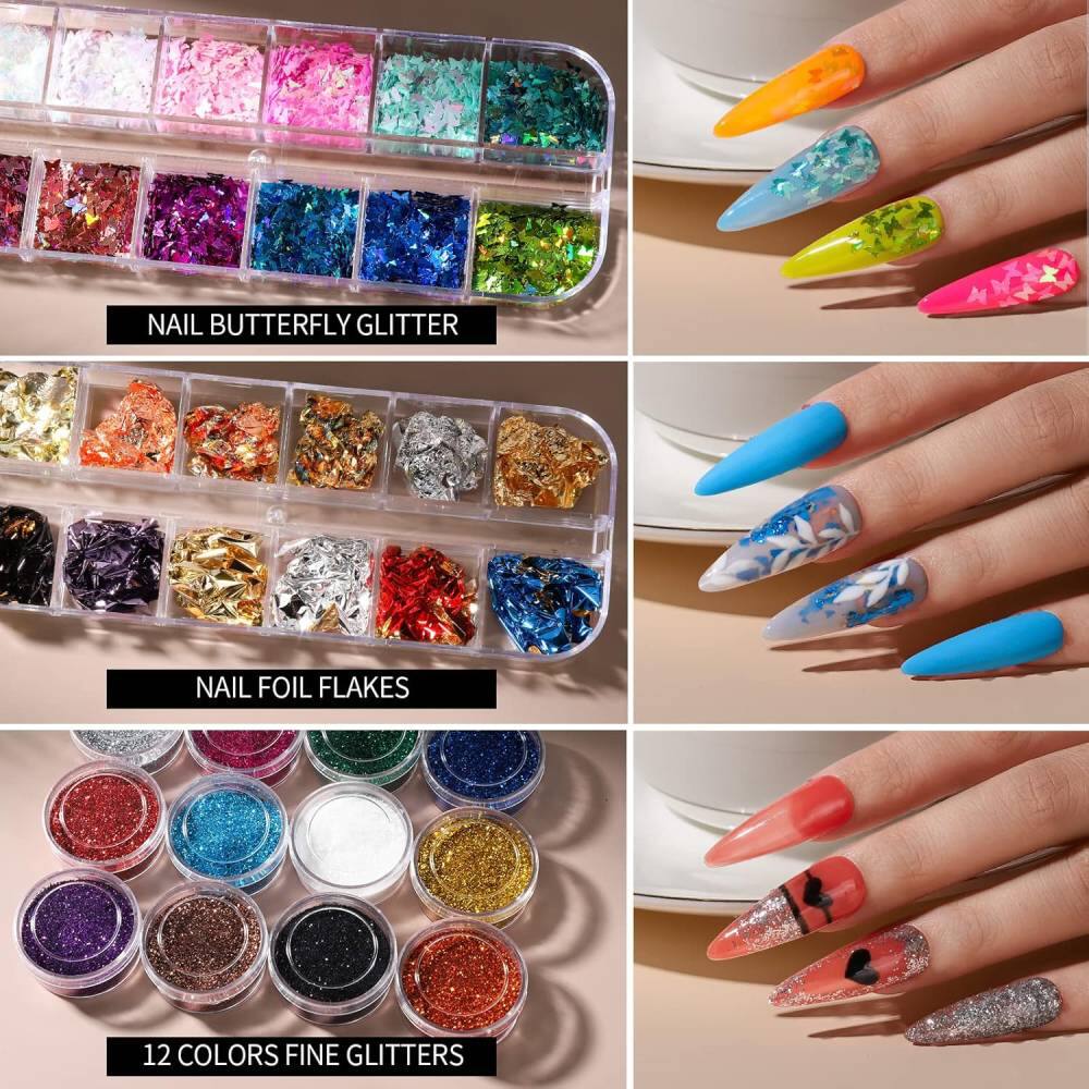 NAIL BUTTERFLY GLITTER

NAIL FOIL FLAKES

12 COLORS FINE GLITTERS