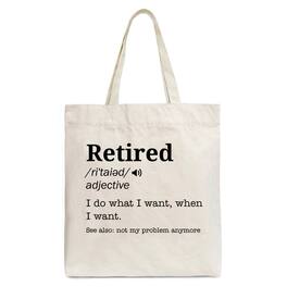 OrnamentallyYou - Retired Definition Canvas Tote Bag, Funny Retirement Gift Shopper for New Retirees and Unbothered Legends - Beige