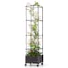 Front. Costway - 1 PCS 67" Planter Raised Garden Bed with Planter Box &Trellis Adjustable Height - Black.