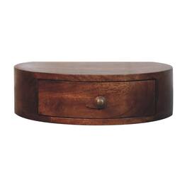 Artisan Furniture - Solid Wood Honey Wall Mounted Rounded Bedside, 1 Drawer, Dark Brown - Caramel