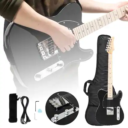 Front. Winado - 39" GTL Electric Guitar for Music Lover, SS Pickups Maple Fingerboard with Accessories Pack Guitar Bag.