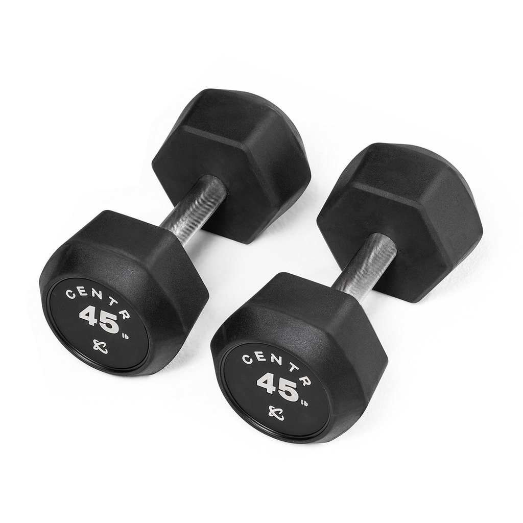 45lb Rubber Dumbbell Centr Star - Black