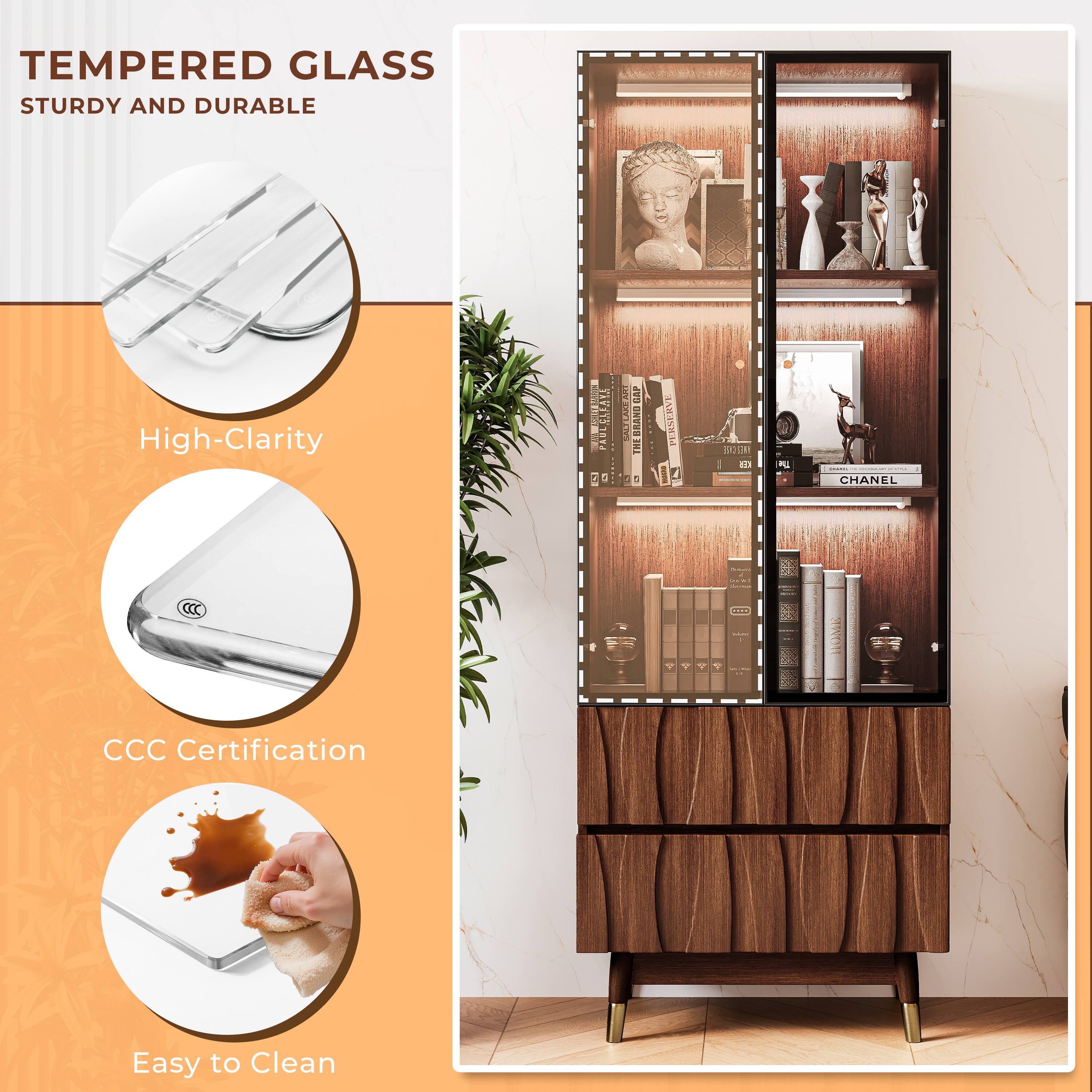 TEMPERED GLASS  
STURDY AND DURABLE  

High-Clarity  

CCC Certification  

Easy to Clean