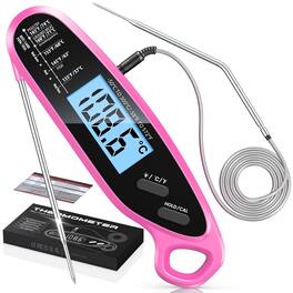 Core Tech - Instant Read Digital Meat Thermometer with Dual Probe and Backlit Display - Pink